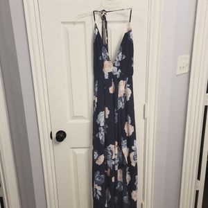 Navy blue maxi dress with flowers size medium